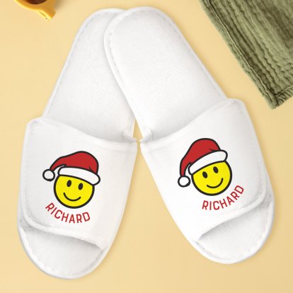 Personalised Christmas Smiley Santa Slippers