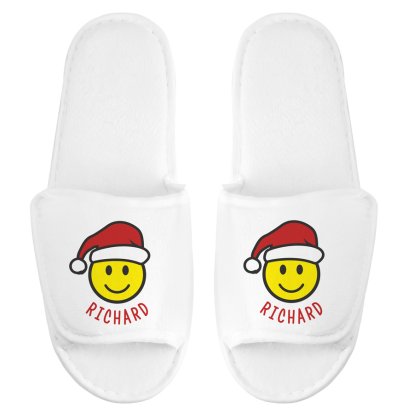 Personalised Christmas Smiley Santa Slippers