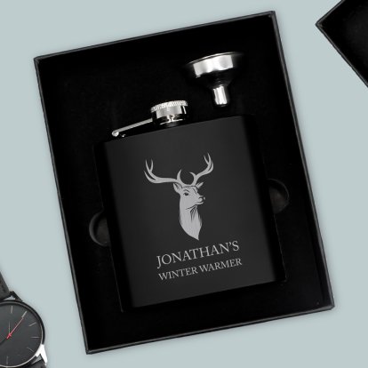 Personalised Christmas Stag Hip Flask