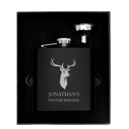 Personalised Christmas Stag Hip Flask