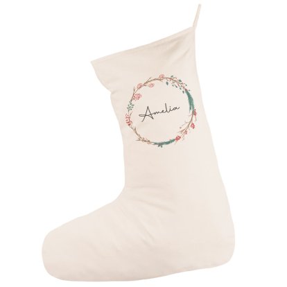 Personalised Christmas Stocking - Floral Name