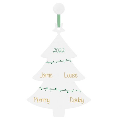 Personalised Christmas Tree Shape Decoration - Family