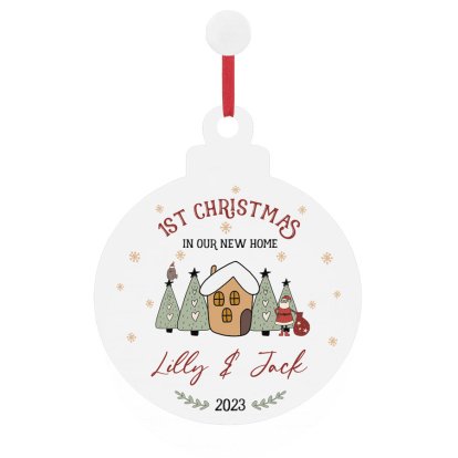 Personalised Christmas Wooden Bauble Decoration - New Home