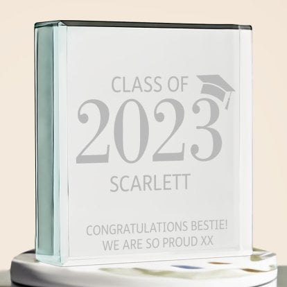Personalised Class of Year Graduation Glass Keepsake Token