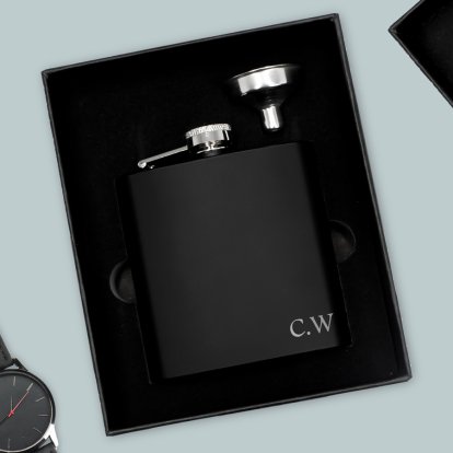 Personalised Classic Black Hip Flask