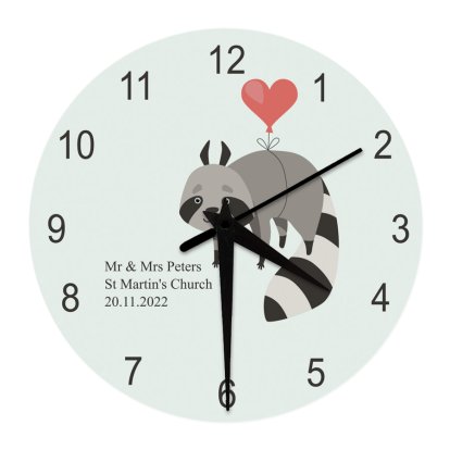 Personalised Clock - Raccoon Design