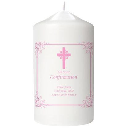 Personalised Confirmation Candle - Pink