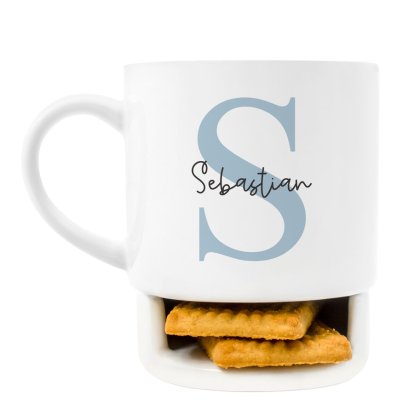 Personalised Cookie Mug - Blue Initial & Name