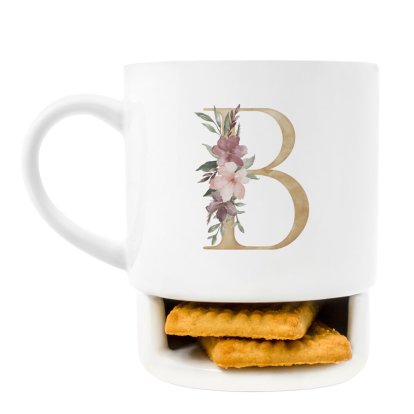 Personalised Cookie Mug - Floral Initial