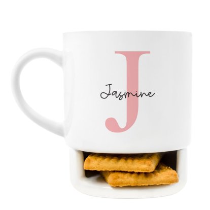 Personalised Cookie Mug - Pink Initial & Name