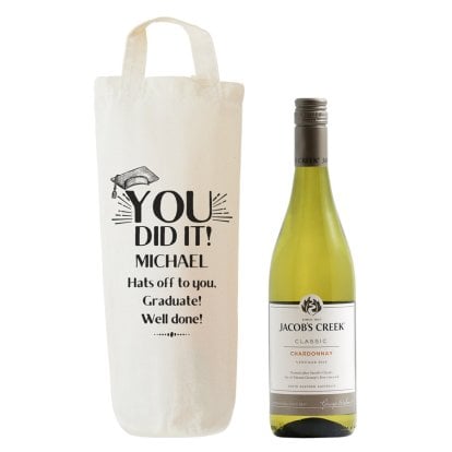 Personalised Cotton Bottle Bag - YOU DID IT!