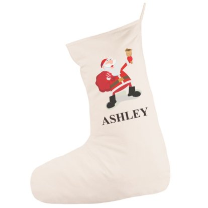 Personalised Cotton Jolly Santa Christmas Stocking