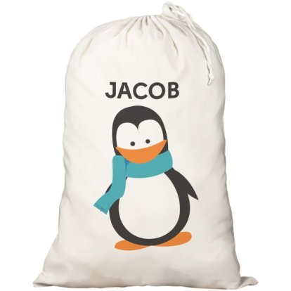 Personalised Cotton Sack - Christmas Penguin