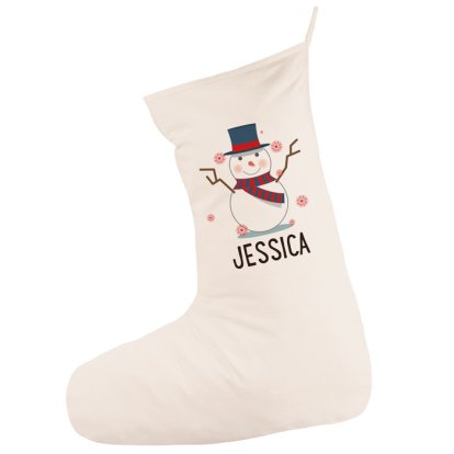 Personalised Cotton Snowman Christmas Stocking