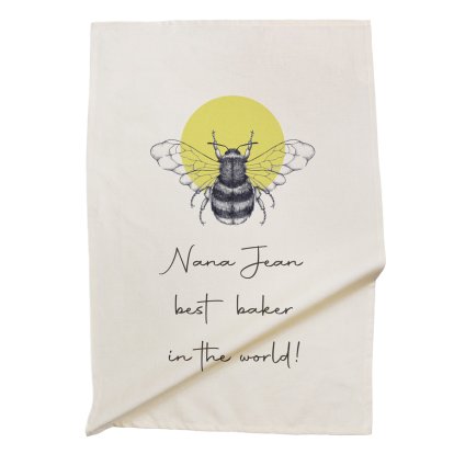 Personalised Cotton Tea Towel - Bee Baker
