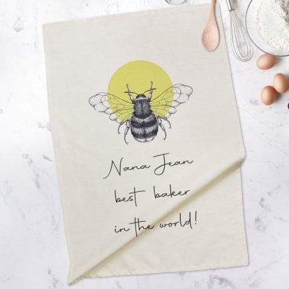 Personalised Cotton Tea Towel - Bee Baker