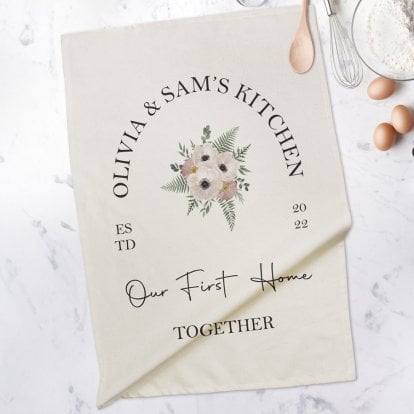 Personalised Cotton Tea Towel - First Home