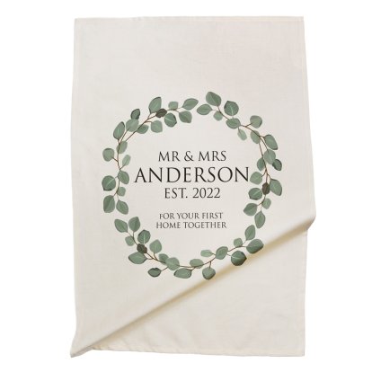 Personalised Cotton Tea Towel - Floral Couples