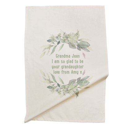 Personalised Cotton Tea Towel - Floral Message