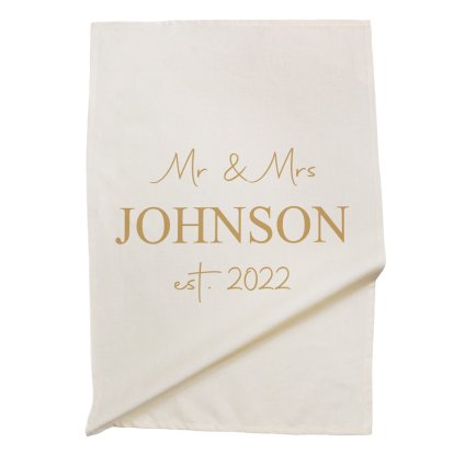 Personalised Cotton Tea Towel - Golden Couple