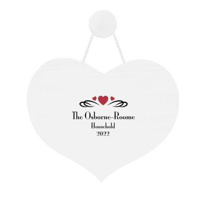 Personalised Couples White Wooden Heart Sign