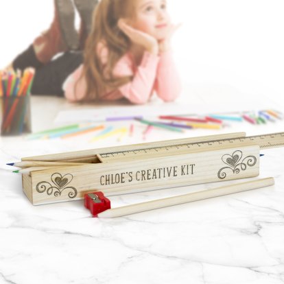 Personalised Creative Pencil Case with Colouring Pencils 