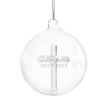 Personalised Cross Glass Bauble