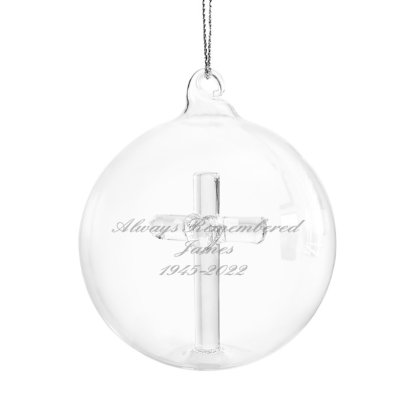 Personalised Cross Glass Bauble - Message