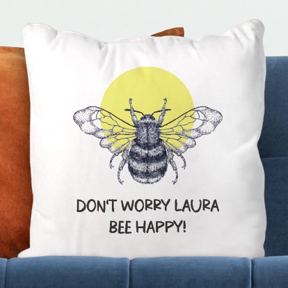 Personalised Cushion Cover - Bee Happy Photo 2