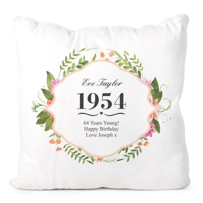 Personalised Cushion Cover - Birthday Floral Design