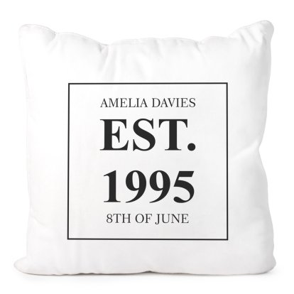 Personalised Cushion Cover - Established Year