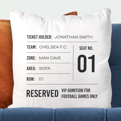 Personalised Cushion Cover - Football Ticket 