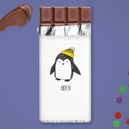 Personalised Cute Penguin Chocolate Bar for Boys Photo 3