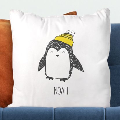 Personalised Cute Penguin Cushion Cover for Boys 