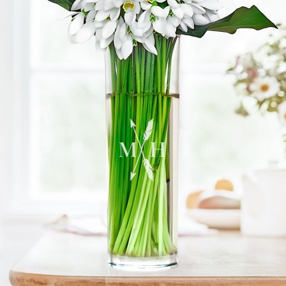 Personalised Cylinder Vase - Feather Initials