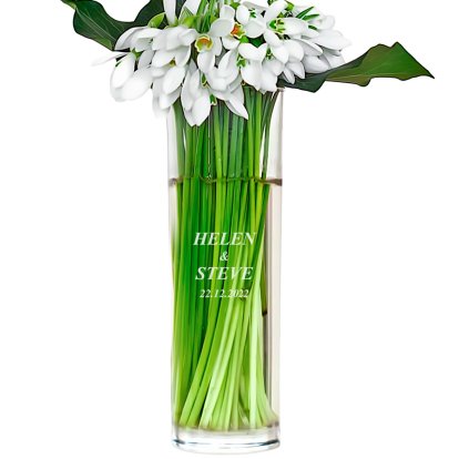 Personalised Cylinder Vase for Couples 