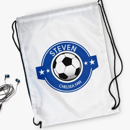 Personalised Dark Blue Football Fan Swim Bag