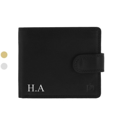 Personalised Debossed Initials Black Leather Wallet