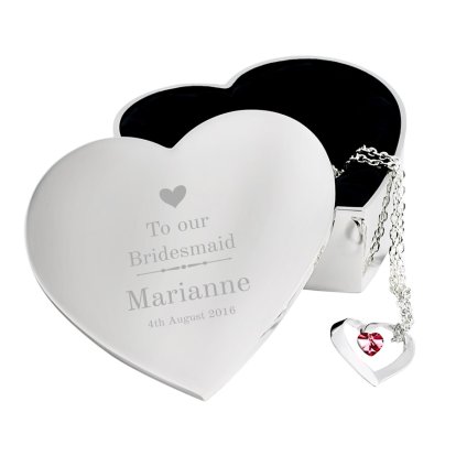 Personalised Decorative Wedding Bridesmaid Heart Trinket Box