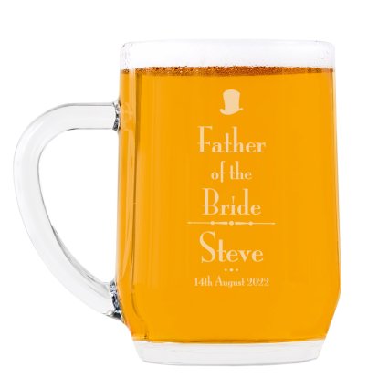 Personalised Decorative Wedding Father of the Bride Glass Tankard