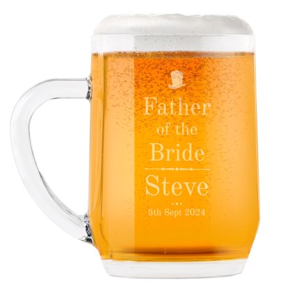 Personalised Decorative Wedding Father of the Bride Glass Tankard