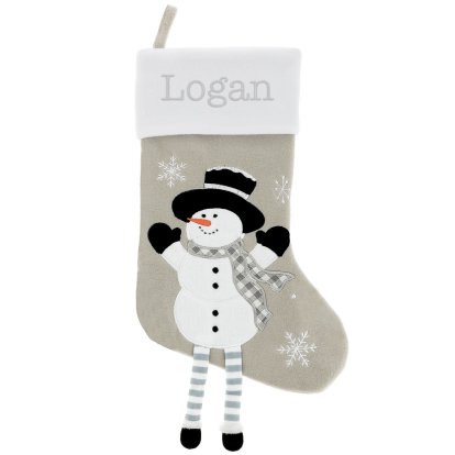 Personalised Deluxe Embroidered Christmas Snowman Stocking
