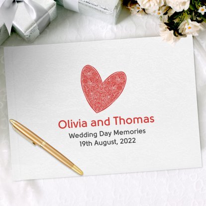 Personalised Deluxe Guest Book - Heart Design 