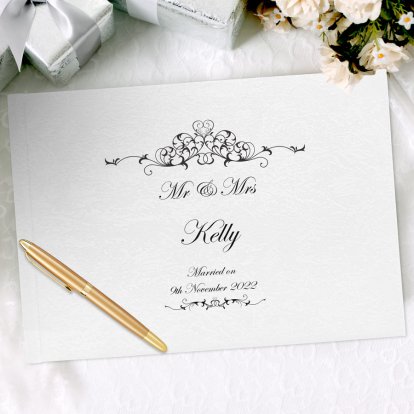 Personalised Deluxe Guest Book - Ornate Swirl 