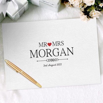 Personalised Deluxe Wedding Guest Book - Mr & Mrs 