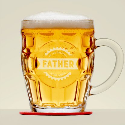 Personalised Dimple Pint Glass - Greatest Dad Badge 
