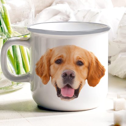 Personalised Dog Face Enamel Mug 