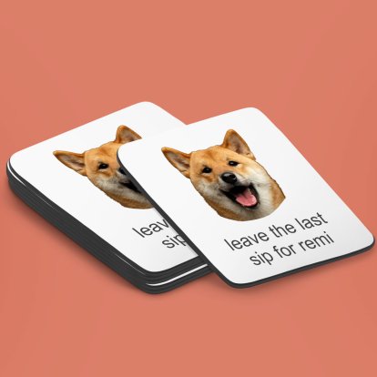 Personalised Dog Face & Message Coaster