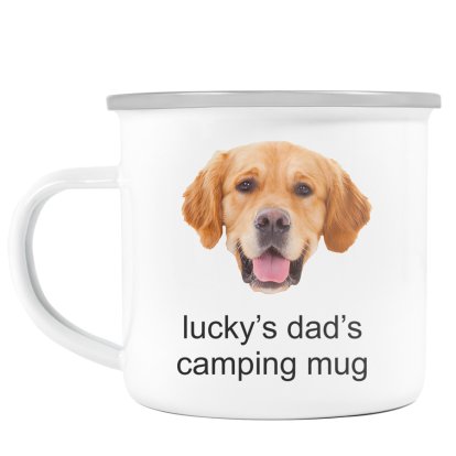 Personalised Dog Face & Message Enamel Mug