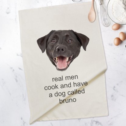 Personalised Dog Face & Message Tea Towel 